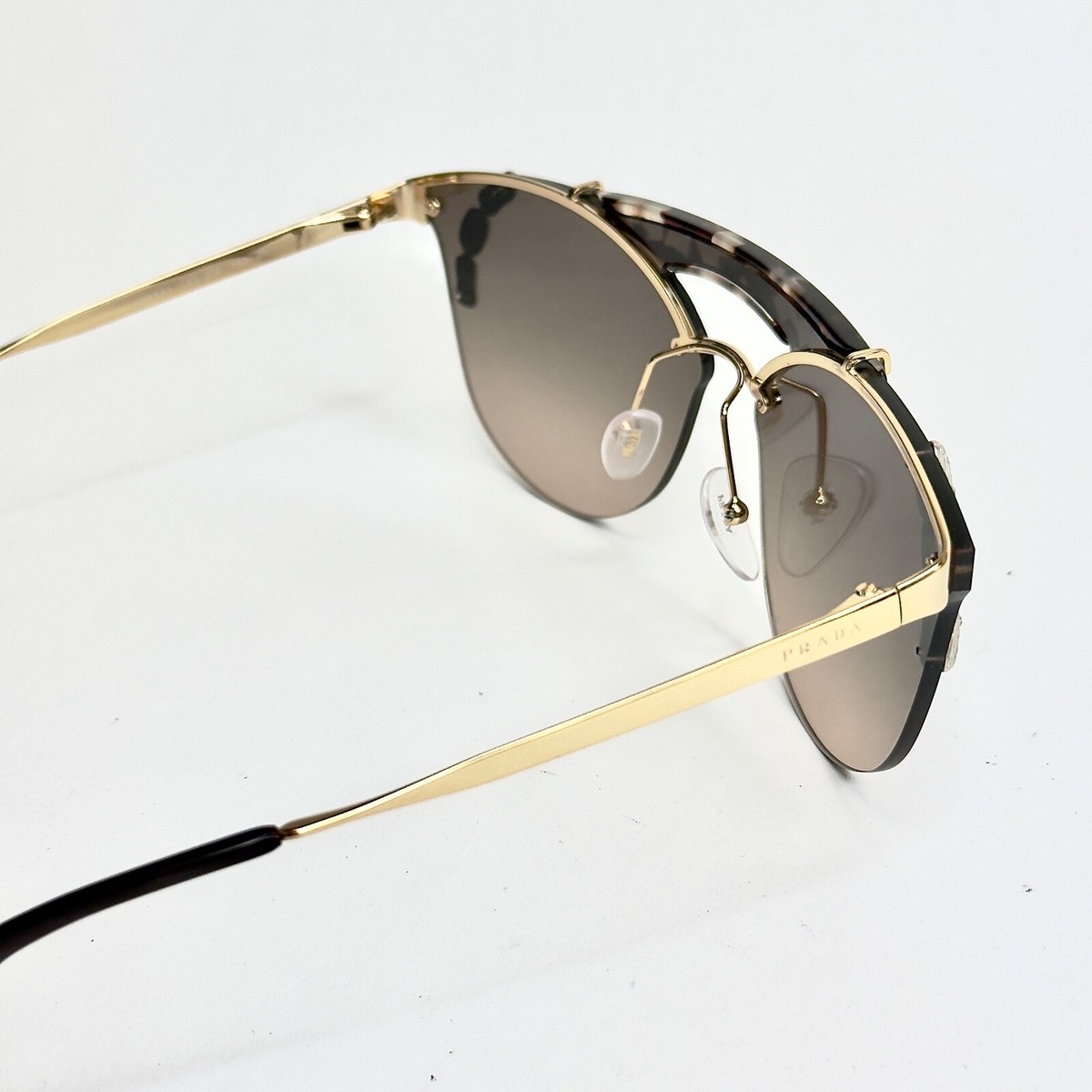 SPR53U c30-3D0 Prada Sunglasses PRADA 53U ORNATE Gold Brown Shield Brow Bar Jewel Fashion  main image 3