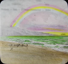 RAINBOW NOAH'S ARK Cresent Co. New London Ohio Glass Magic Lantern Slide Z13