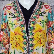 Ranees Salmon Floral Long Duster, Women's Os