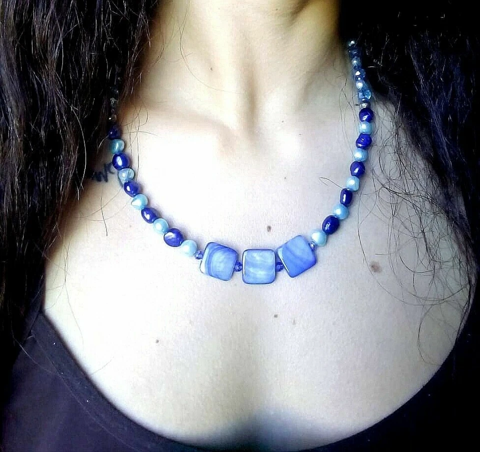COLLANA VERE PERLE BAROCCHE TONI D'AZZURRO CON MADREPERLA NATURALE E ARGENTO 925 - Immagine 2 di 4