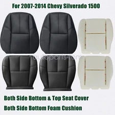 Front Bottom & Top Seat Cover Black & Foam Cushion For 2007 2008 Chevy Tahoe