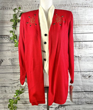 Vintage 90's Y2k Michael B Ltd. Vest Jacket 1pc Size 10 Petite Red Gold Jewels