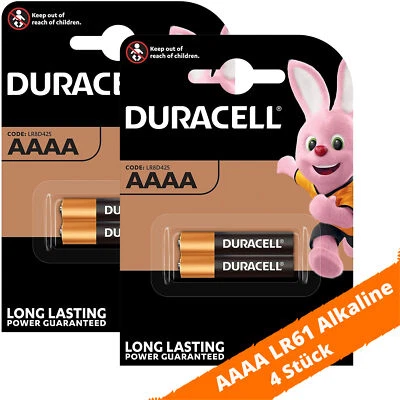 4 x Duracell Mini AAAA LR61 MN2500 LR8D425 1,5V 4061 Alkaline Batterie 2 x 2er - Bild 1 von 2