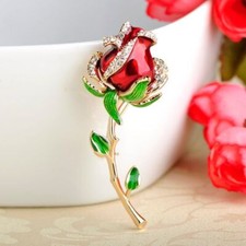 Women Rose Flower Brooch Corsage Pin Jewelry Accessories Valentine's Day Gifts