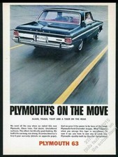 1963 Plymouth Fury Dark Blue Car Color Photo Vintage Print Ad