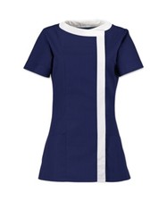 ALEXANDRA WORKWEAR Women's Asymmetric Round Neck Tunic Navy/White Size: Euro 34