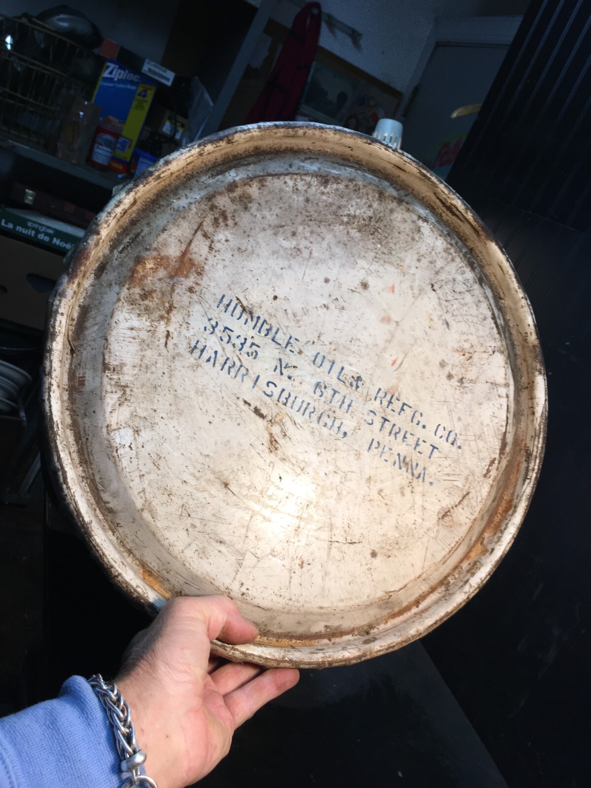 Vintage 60s Texaco Oil 16 Gallon Drum Barrel w/Lid Gas Oil Grease Trash