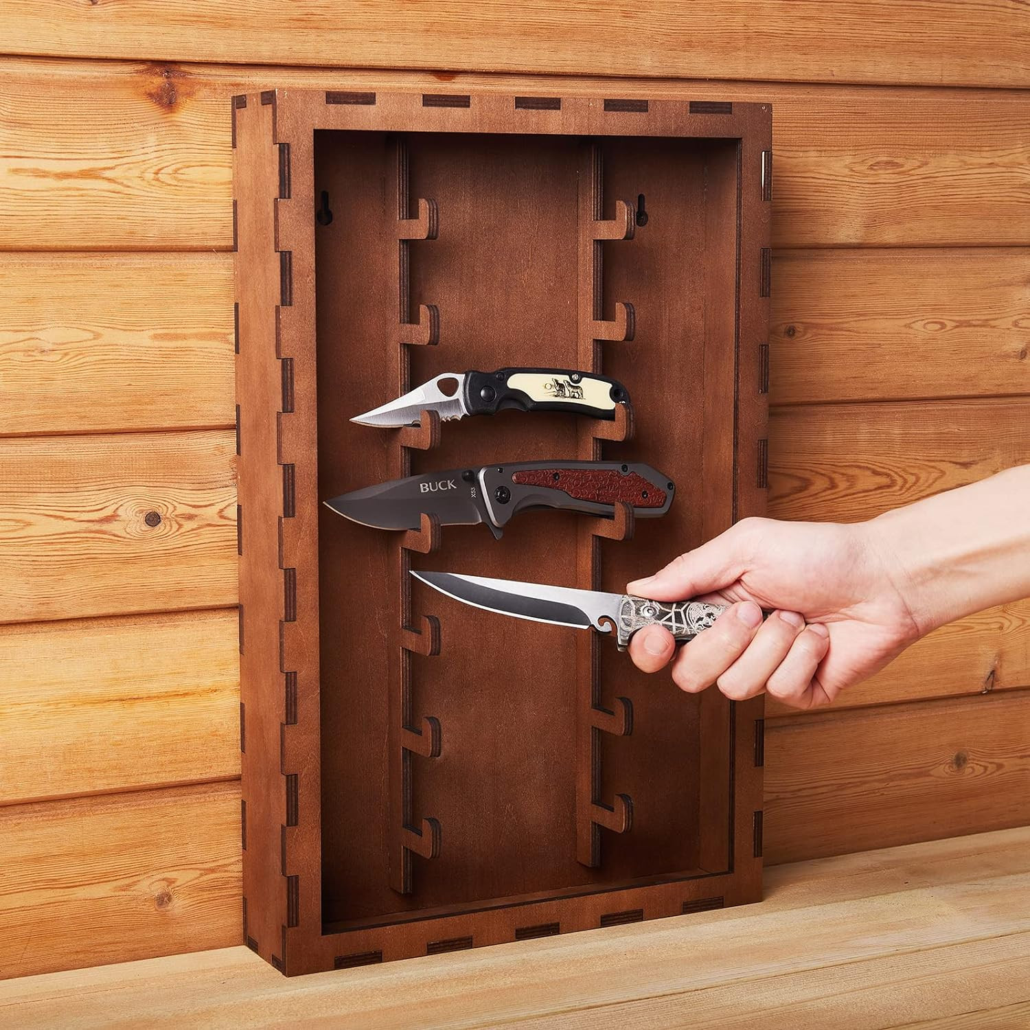 Pocket Knife Display Case - Knife Stand for Collections -Pocketshelf - Rustic