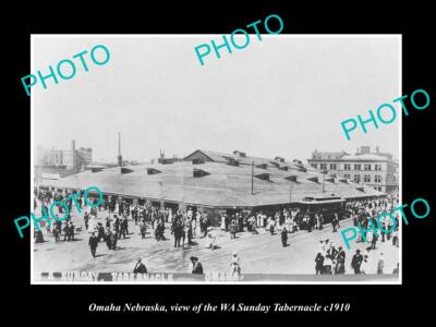 OLD POSTCARD SIZE PHOTO OF OMAHA NEBRASKA THE WA SUNDAY TABERNACLE c1910