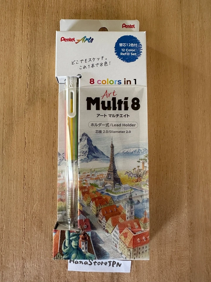 Pentel Art Multi 8 XPH804ST 8 Colores Soporte para Lápices Set + Recambios Boceto de Japón Foto 2 de 4