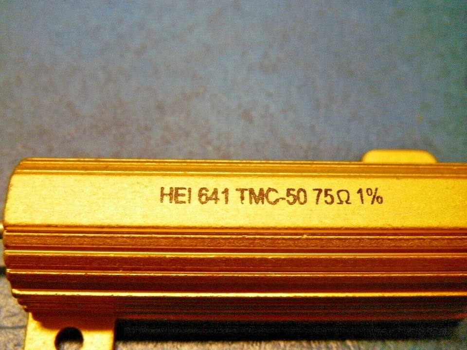 HEI 641 Huntington Electronics TMC50 Chassis Mount 50W Resistor 75 OHM Gold Tone - Image 4 of 4