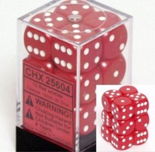 Chessex Opaque dice set red with white numbers set of 12 standard dice set 16mm