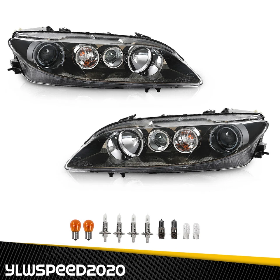 Faros halógenos negros transparentes aptos para Mazda 6 2006 2007 2008 lado izquierdo+derecho Foto 2 de 4