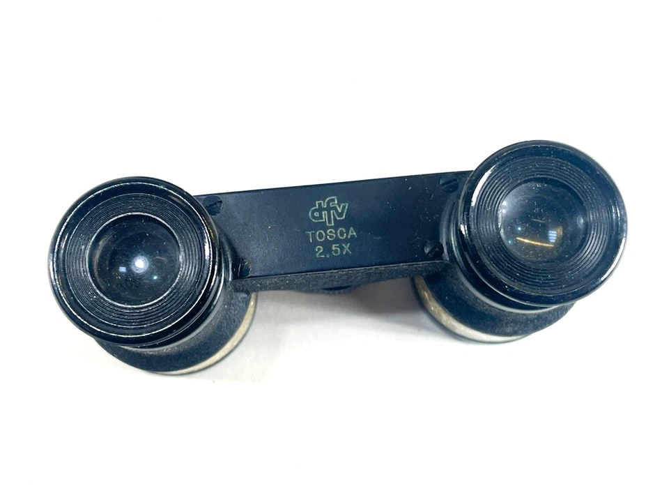 VTG DFV-TOSCA 2.5x OPERA GLASSES w/ITS BAG, BRILLIANT GOLD TONE RING c1960 g - Image 4 of 4