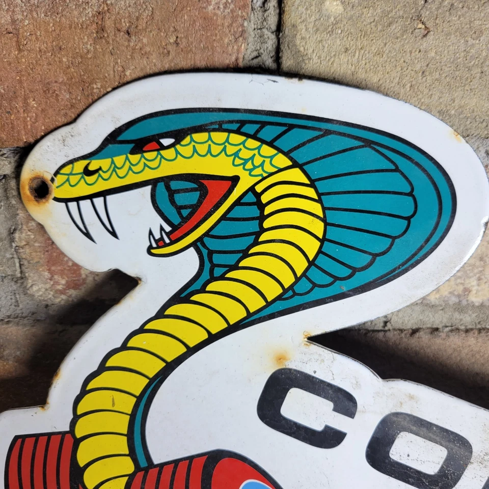 VINTAGE COBRA JET FORD MOTOR COMPANY DEALER PORCELAIN DEALERSHIP SIGN 12"X9" - Image 2 of 4