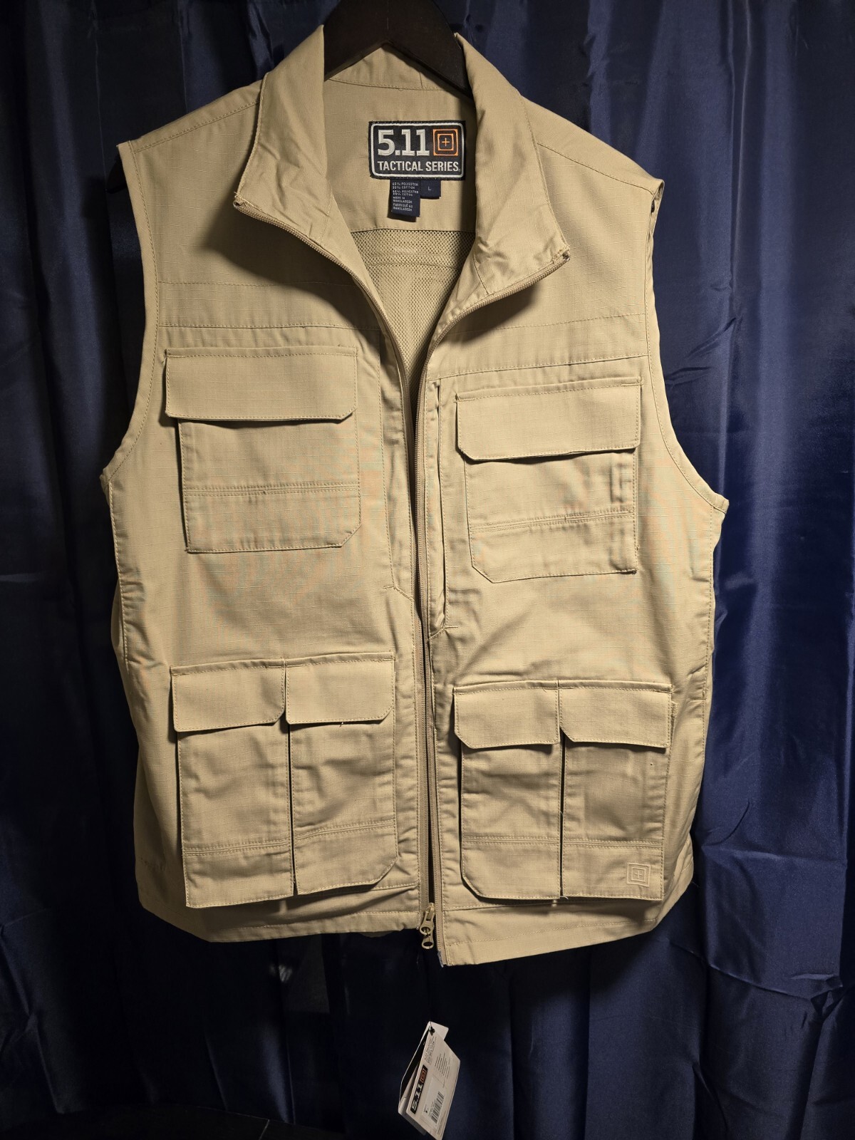 5.11 Tactical Series Range Vest Taclite Ripstop Mens Large Khaki Conceal Pockets