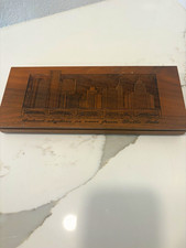 Vtg MichCon Solingen German Executive Desk Set Walnut Box Scissors Letter Opener