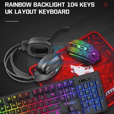 4IN1 LED Gamer Bundle Mechanical Kits,RGB PC Gaming Keyboard Mouse Headset Set