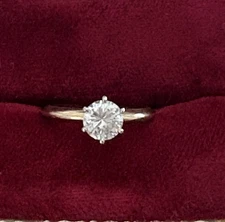 Vintage 1.25 Carat Solitaire Round Cut CZ Engagement Ring in 14K Yellow Gold
