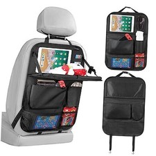 Car Backseat Organizer with Tablet Holder,6 1 Pack with Food Tray Black