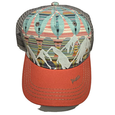 Pistil Trucker Hat Orange White Pastel Mountains Outdoor Snapback New