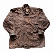 Vintage 70s Fireman Clasp Brown Cow Leather Jacket Size XXL Men’s Coat