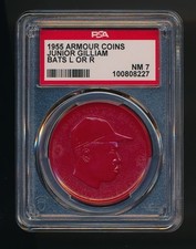 1955 Armour Coin Jim Gilliam Brooklyn Dodgers LorR Red PSA 7