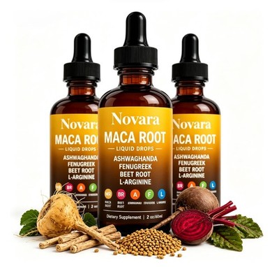 Novara Organics Maca Root for Women Liquid, Ashwaghanda & Contains Beet Root