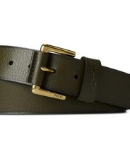 POLO RALPH LAUREN Belt Mens Size 32 Green Pebbled Leather Gold Buckle Pony