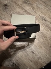 Tom Ford T Buckle Belt Black 85cm, Silver Authentic