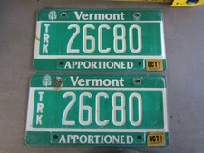 Matching Pair of Vermont Apportioned 1997 Truck License Plates