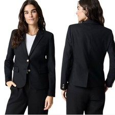 J. Crew Schoolboy Black Blazer with Gold Crest Buttons Wool Blend Size 4