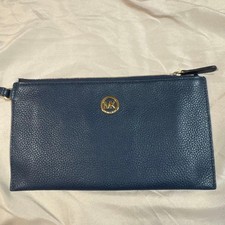 MK Navy Leather Clutch Wallet