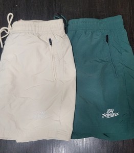 100 Thieves Mens Shorts Large Lot 2-Athletic Training Lined Green Light Cream