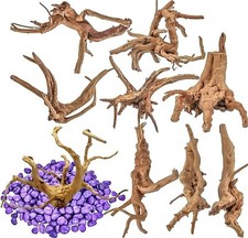 8 Pieces Natural Driftwood for Aquarium Decor, Assorted Sinkable Spider Wood, Re