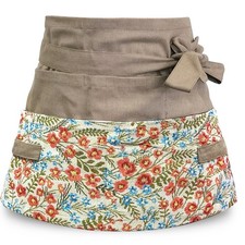 Floral Waist Apron for Gardening Kitchen - 8 Pocket Design, One Size Fits All