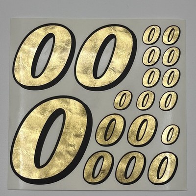 Hammered Gold/Black Number 0's Racing Vinyl Decal Sheet 1/16-1/8th F1Tamiyalosi