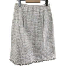 CHANEL Skirt P23727V14151 M2431 White Size 34 Women's Tweed Fringe Hem