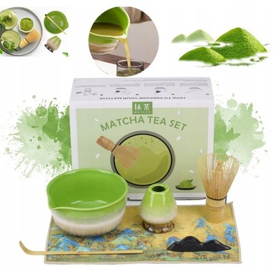 Matcha Tee Set Deluxe mit Matcha-Schale, Bambus-Besen, Besenhalter, Dosierlöffel