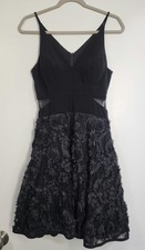 Xscape Black Floral Lace Short A-Line Sleeveless Dress Regular Size 6