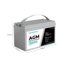Safetex 12V 135Ah AGM Deep Cycle Lead Acid SLA Battery Solar Caravan Camping — image 2