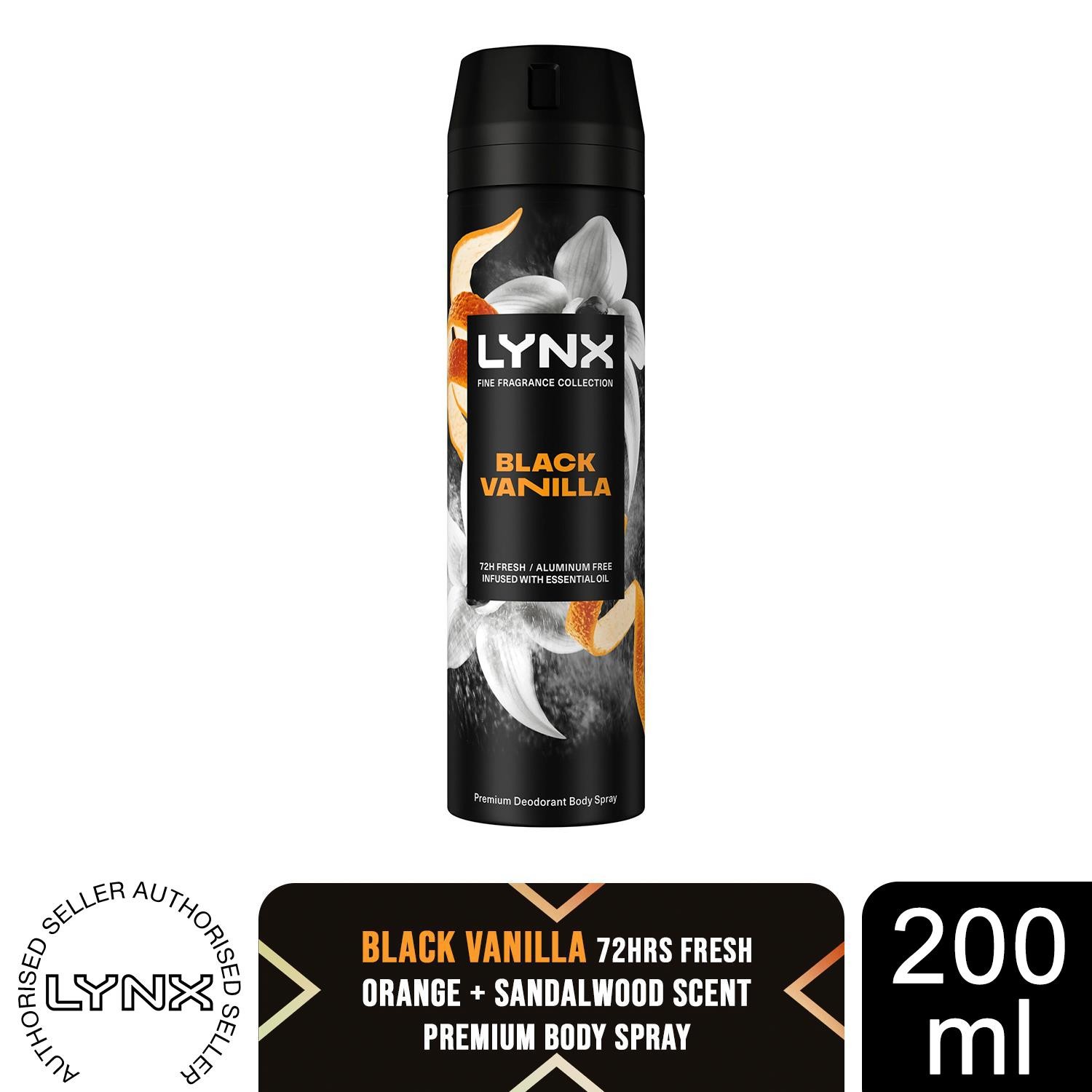 Lynx Fine Fragrance Collection Black Vanilla Body Spray Deodorant 200ml