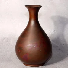 Japanese Bronze Flower Vase Signed by Artist Vintage Metal Craft BV683