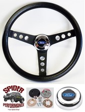 1970-1977 Ford  steering wheel BLUE OVAL 13 1/2" CLASSIC BLACK