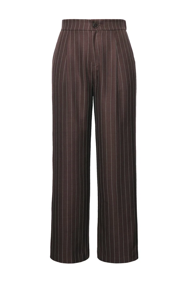 Studio Untold große Größen Hose 42 dunkelbraun Hose High Waist weites Bein - Bild 1 von 1