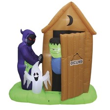 6.6' LED Animated Halloween Monsters Outhouse Surprise Inflatable Holiday Decor