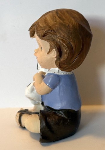 Vtg Tender Times Doe-eyed Child With Dalmatian Puppy Resin Figurine 4.5 Inches - Picture 2 of 8