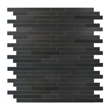 Black Peel and Stick Backsplash Linear Tile for Kitchen, Self Adhesive Brushe...