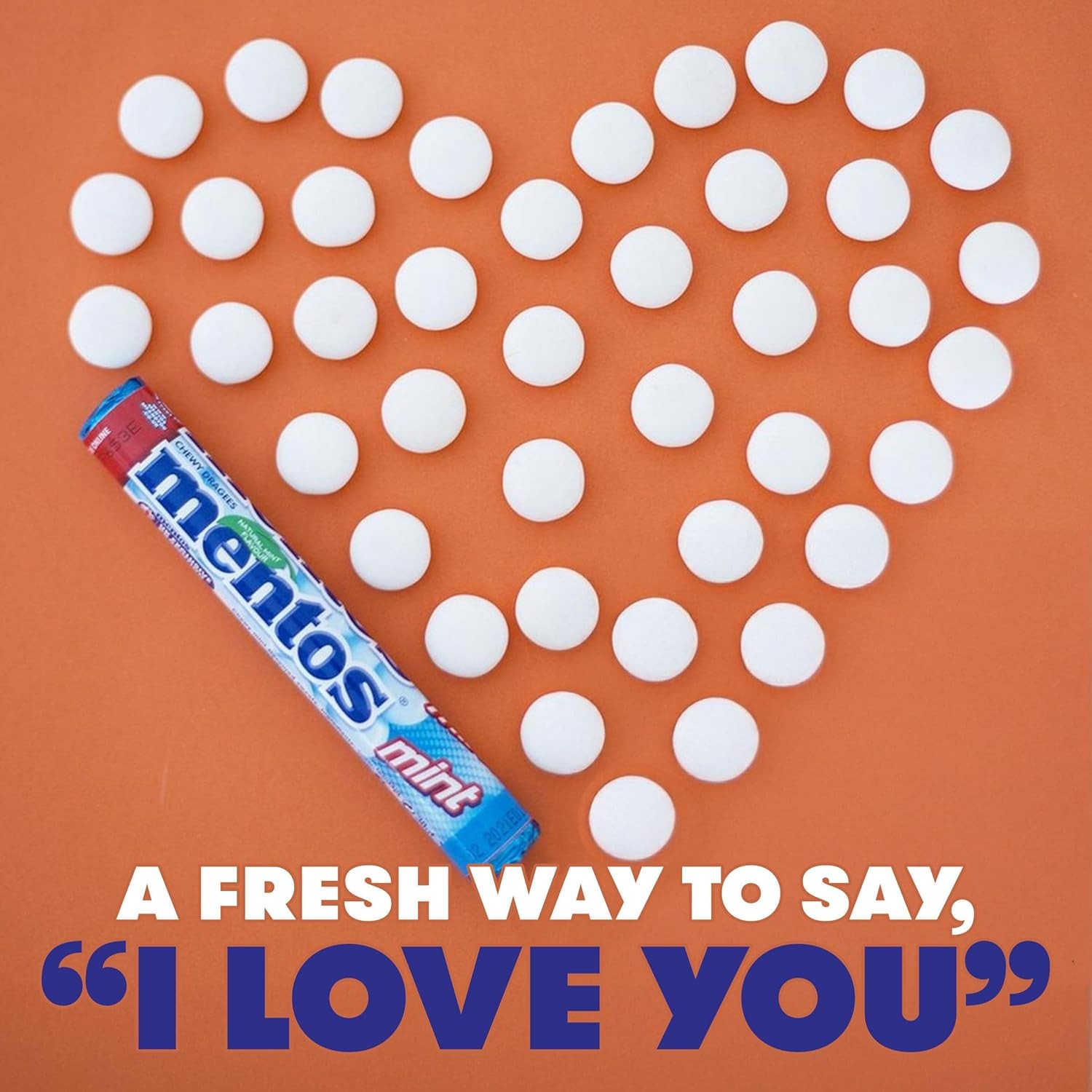 Mentos Chewy Mint Candy Roll, Mint, Non Melting, Party, 14 Count (Pack of 15) 