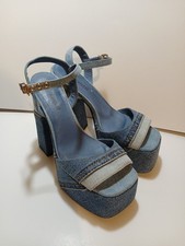 Jeffrey Campbell 'Girlfriend' or 'Magda' style denim platform ankle strap S 6.5